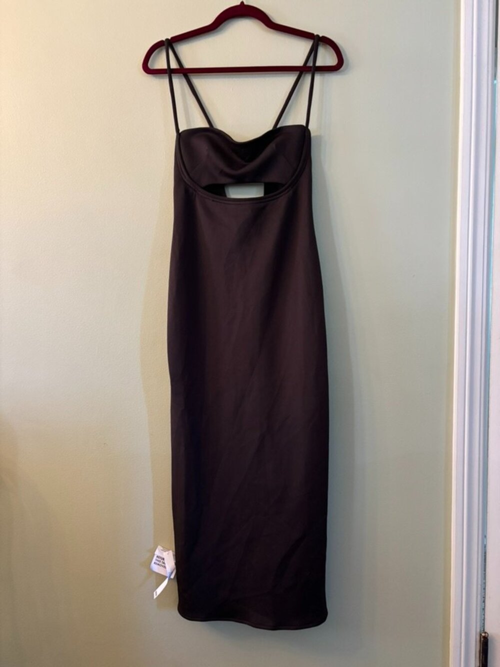 NWT ASOS Design Chocolate Brown Cutout Midi Bodycon Dress Side Slit US 8